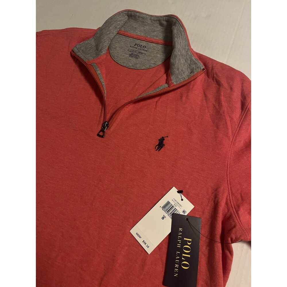 NWT Polo Ralph Lauren Classics Luxury Jersey 1/4 Zip Red Pullover SMALL Pony $98
